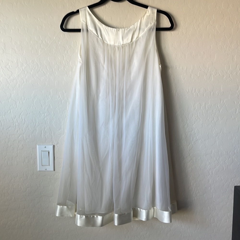Gossard Artemis Nightgown Set Satin Trim 3/4 sleeve Sheer Ivory nightgown Sz MP - Picture 11 of 17